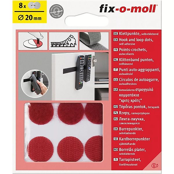 Fix-o-moll Klettpunkte selbstklebend 8 Sets Rot 20 mm günstig online kaufen