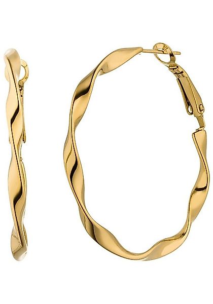 JOBO Paar Creolen gedreht, Edelstahl goldfarben 41 mm günstig online kaufen