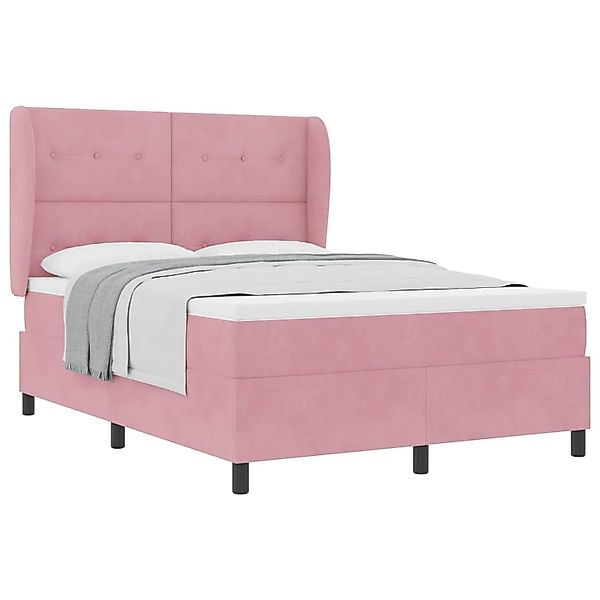 vidaXL Boxspringbett mit Matratze Rosa 190 x 140 cm Polyester 3340927 günstig online kaufen