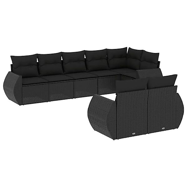 vidaXL 8-Tlg Garten-Sofagarnitur mit Kissen Schwarz Poly Rattan 3221614 günstig online kaufen