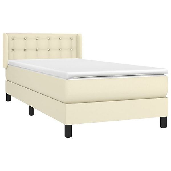 vidaXL Bett Boxspringbett mit Matratze Creme 100x200 cm Kunstleder günstig online kaufen