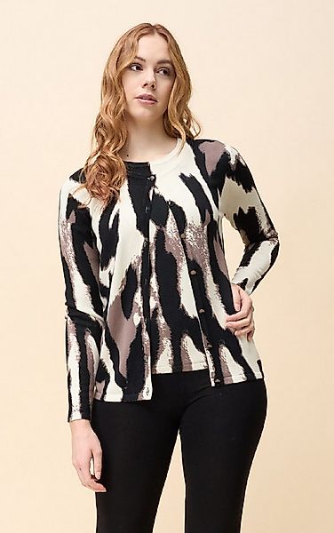 Passioni 2-in-1-Strickjacke Twinset im abstrakten Animalprint günstig online kaufen