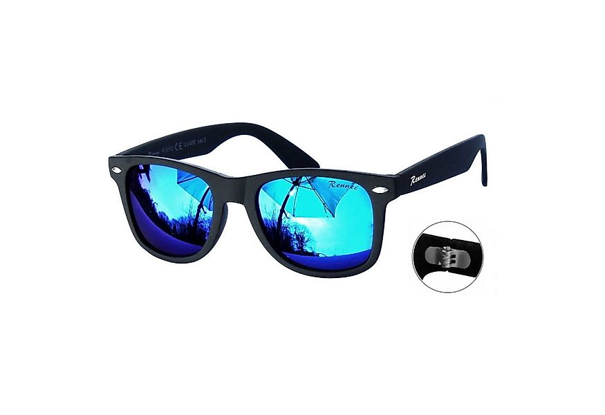 Rennec Sonnenbrille (Retro Markenbrille Schwarz Matt Rubber mit Brillenbeut günstig online kaufen
