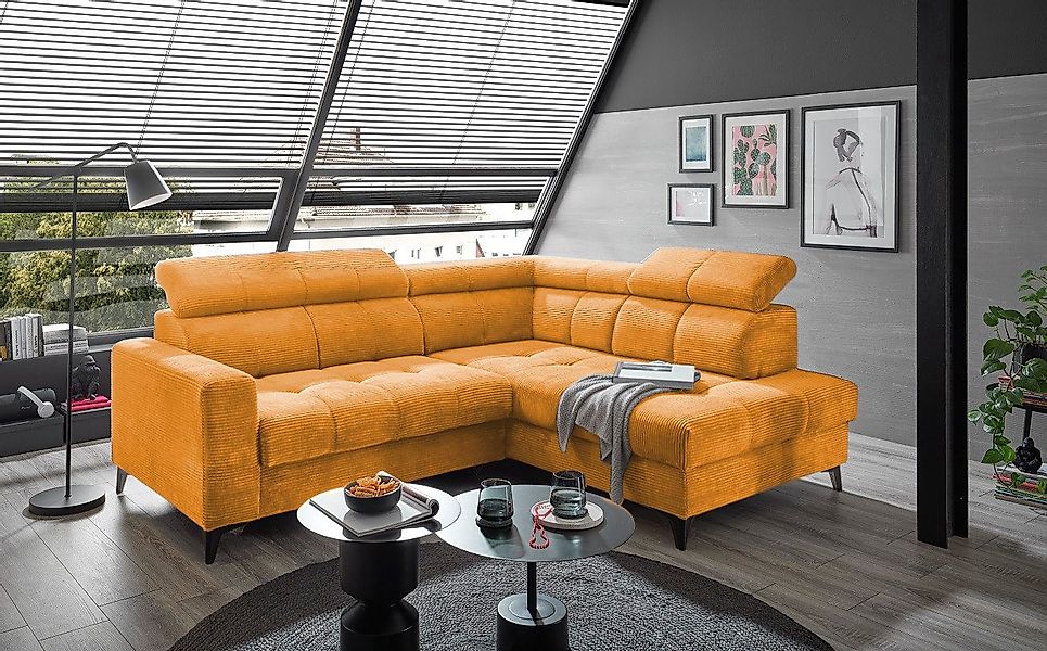 ED EXCITING DESIGN Ecksofa Bavaro, mit elektrischer Sitztiefenverstellung, günstig online kaufen