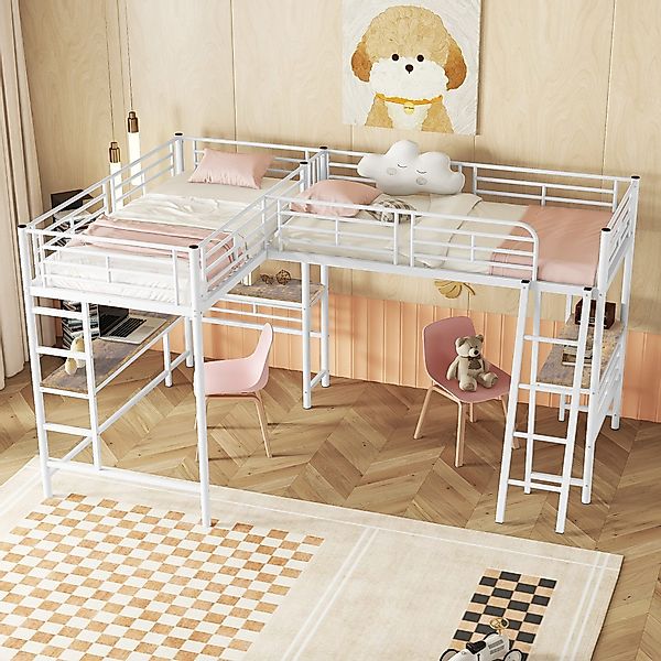 Flieks Hochbett Kinderbett Metallbett 90x200cm mit günstig online kaufen