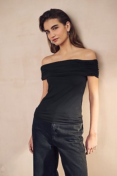 Next T-Shirt Fließendes Bardot-Oberteil mit Raffung günstig online kaufen