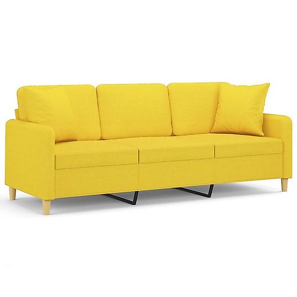 vidaXL Sofa, 3-Sitzer-Sofa mit Zierkissen Hellgelb 180 cm Stoff günstig online kaufen