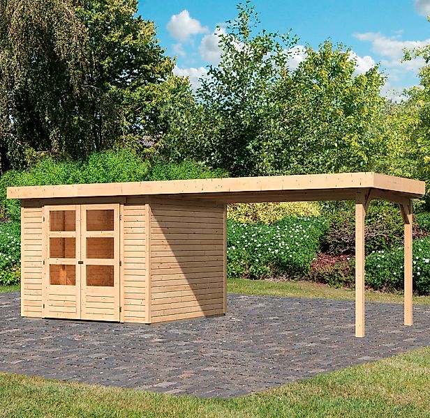 Karibu Gartenhaus "Arnis 3,5" mit Anbaudach 2,80 cm Breite günstig online kaufen