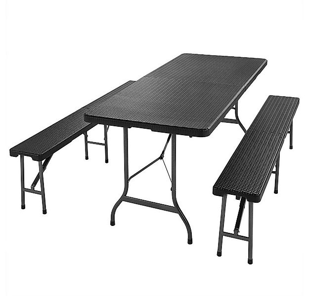 Casaria Bierzeltgarnitur Malmö, (3-tlg), 180 cm Klappbar Rattan Optik Kunst günstig online kaufen