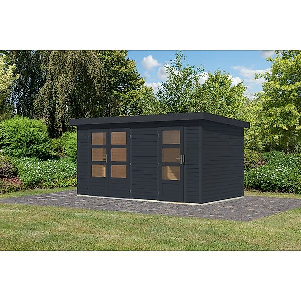 Karibu Gartenhaus Alfredo C Anthrazit/Anthrazit 209 x 400 x 213 cm günstig online kaufen