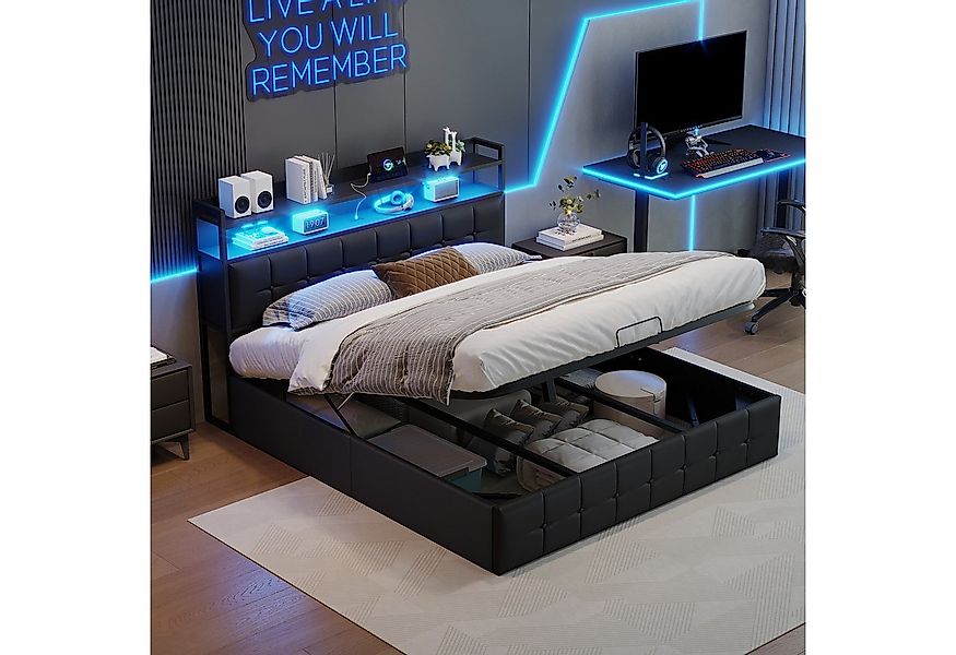 PXloue Polsterbett Doppelbett Boxspringbett Stauraumbett mit Lattenrost, Ko günstig online kaufen