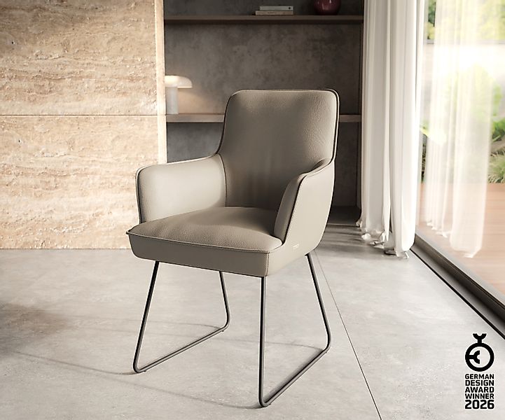 Esstisch Edge 200-300x100 Keramik Calacatta Luxe Weiß-Gold-Grau Kreuzgestel günstig online kaufen