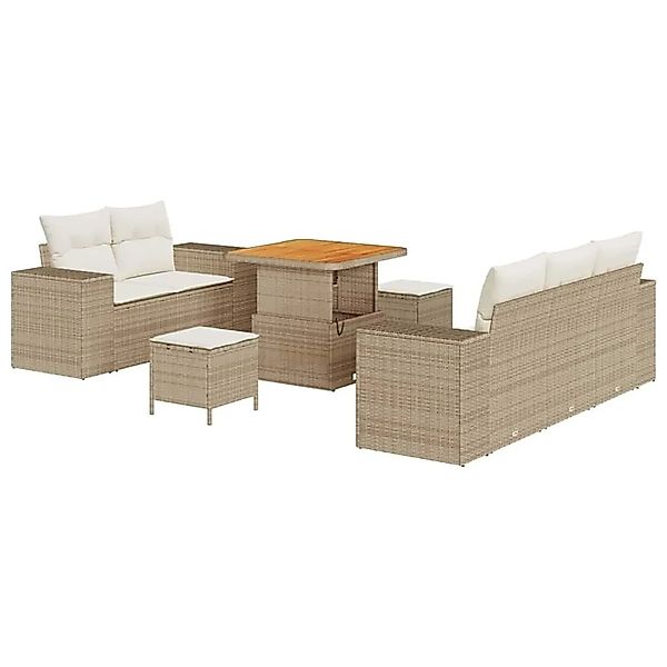 vidaXL Gartensofa-set mit Kissen 8-Tlg Beige und Creme Poly-Rattan 3363896 günstig online kaufen