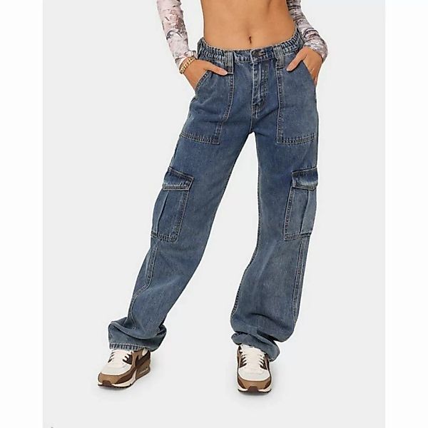 ZWY Slouchy Jeans Halbelastische All-Match-Cargohose aus Denim günstig online kaufen