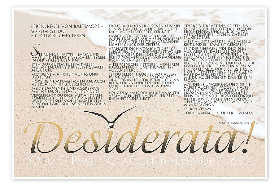 Posterlounge Poster Dirk H. Wendt, Desiderata günstig online kaufen