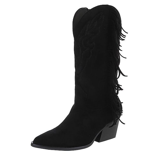 Ital-Design Moderne Damen-Stiefel mit Fransen für Freizeit und Events Weste günstig online kaufen