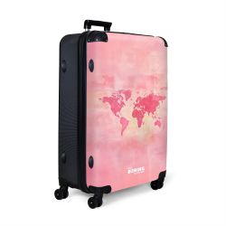 NoBoringSuitcases.com© Hartschalen-Trolley Weltkarte - Rosa - günstig online kaufen