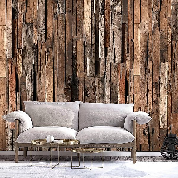 Selbstklebende Fototapete - Wooden Curtain (Brown) günstig online kaufen