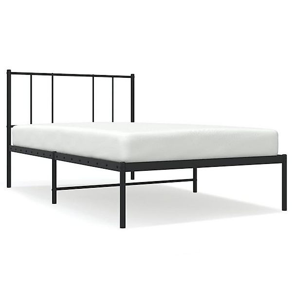 vidaXL Bettgestell, Bettrahmen mit Kopfteil Metall Schwarz 107x203 cm günstig online kaufen