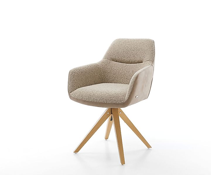 Drehstuhl Pejo-Flex Materialmix Schlamm Holzgestell kantig Weiß 180° drehba günstig online kaufen