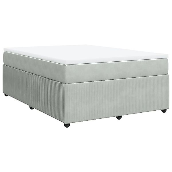 vidaXL Boxspringbett, Boxspringbett mit Matratze Hellgrau 140x190 cm Samt günstig online kaufen