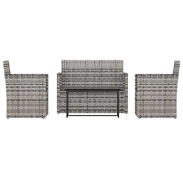 Vidaxl 4-tlg. Garten-lounge-set Mit Kissen Poly Rattan Grau günstig online kaufen