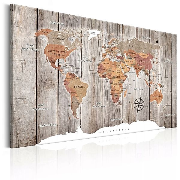 Wandbild - World Map: Wooden Stories günstig online kaufen