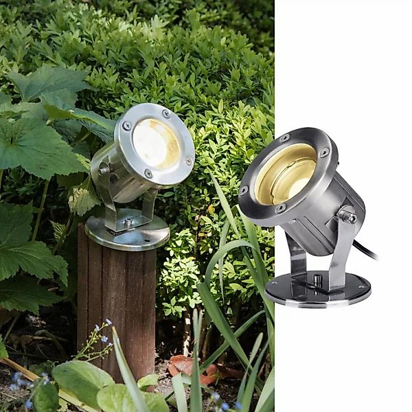 LED Außenstrahler Nautilus Spike in Silber 9W 520lm IP55 günstig online kaufen