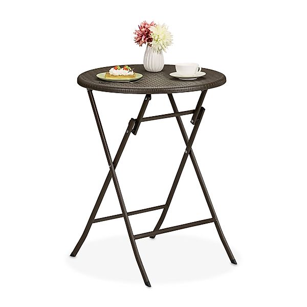 relaxdays Gartentisch Runder Gartentisch in Rattan-Optik, günstig online kaufen