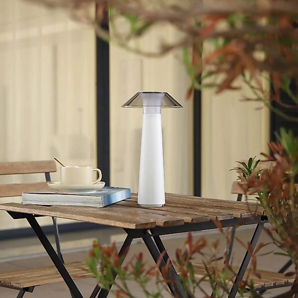 Lindby LED-Akku-Außentischleuchte Gomba, weiß, dimmbar günstig online kaufen