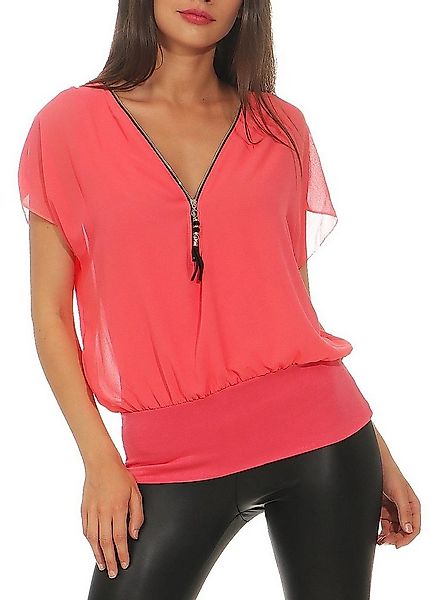 malito more than fashion Chiffonbluse 6298 Kurzarm Bluse günstig online kaufen