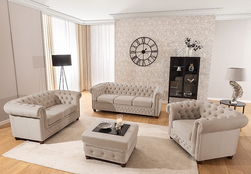 S-Style Möbel Polstergarnitur Chesterfield 3+2+1 Cleo günstig online kaufen