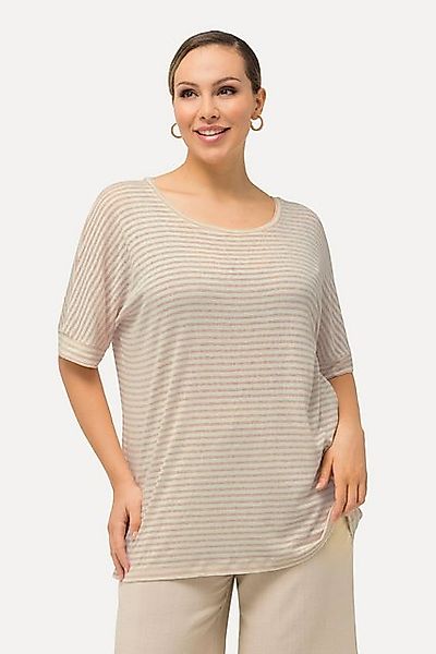 Ulla Popken T-Shirt T-Shirt Streifen Oversized Rundhals Halbarm günstig online kaufen