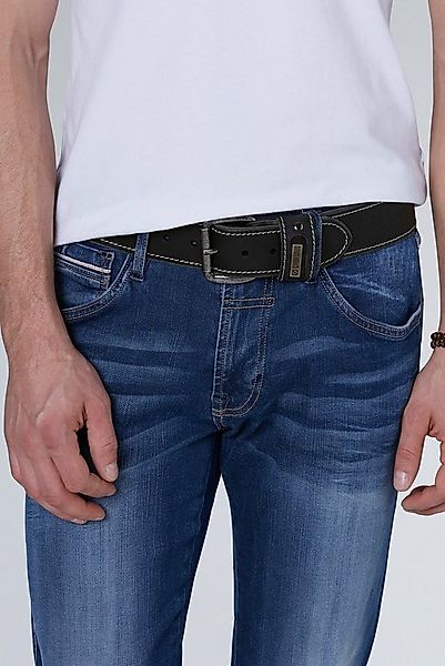 CAMP DAVID Ledergürtel mit Logo-Plakette günstig online kaufen