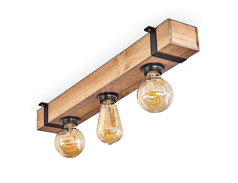hofstein Deckenleuchte moderne Deckenlampe aus Metall/Holz in Schwarz/Natur günstig online kaufen