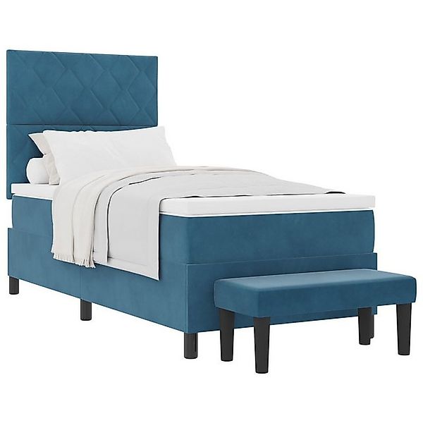 vidaXL Bett Boxspringbett mit Matratze & Bank Dunkelblau 90x190 cm Samt (2- günstig online kaufen