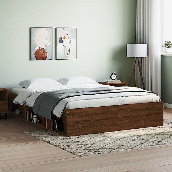 vidaXL Bett, Bettgestell Braun Eichen-Optik 140x200 günstig online kaufen