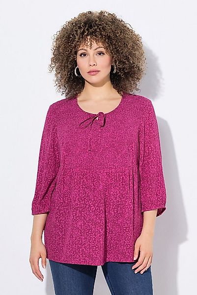 Ulla Popken Druckbluse Smokbluse Punkte A-Linie Rundhals 3/4-Arm günstig online kaufen