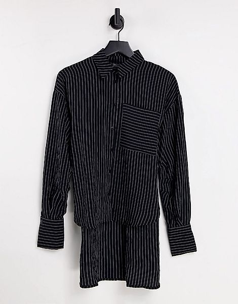 ASOS DESIGN – Oversize-Hemd in Schwarz mit stark nach hinten abfallendem Sa günstig online kaufen