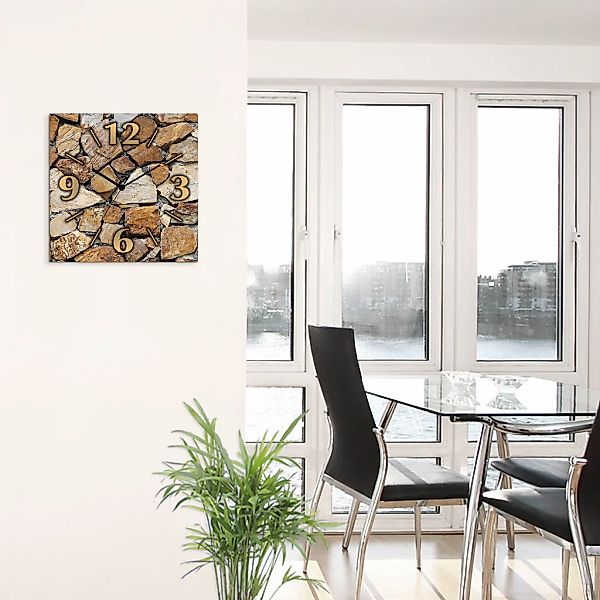 Artland Wanduhr "Braune Steinwand" wahlweise mit Quarz- oder Funkuhrwerk, l günstig online kaufen