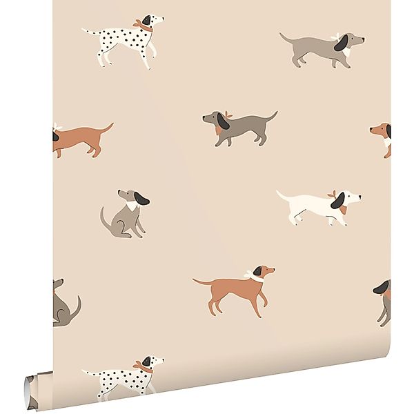 ESTAhome Tapete Hunde Terrakotta und Braun 50 x 900 cm günstig online kaufen