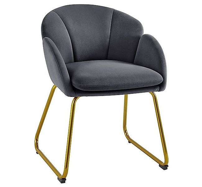 Yaheetech Esszimmerstuhl Polsterstuhl Lehnstuhl, mit Metallbeinen Gold, für günstig online kaufen