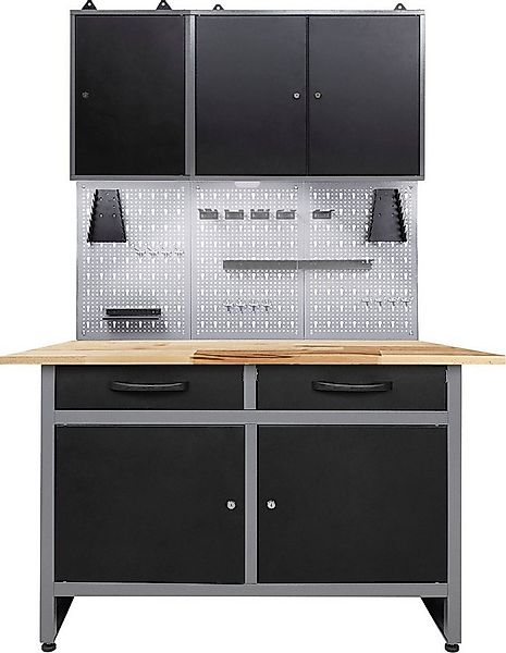 ONDIS24 Werkstatt-Set, 120 cm, mit Lochwandsystem inkl. Haken, mit LED günstig online kaufen