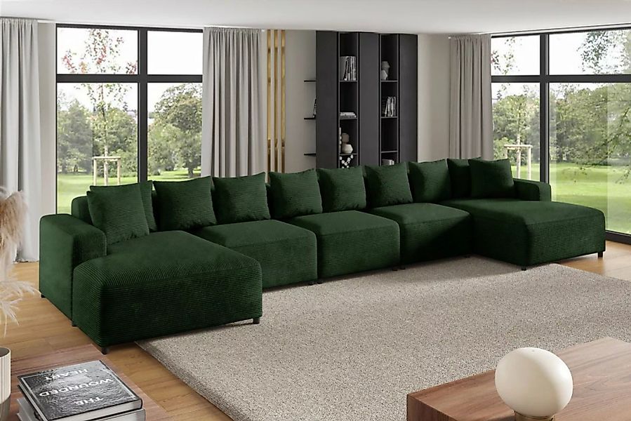 Fun Möbel Wohnlandschaft Sofa U-Form MEGAN XL in Stoff Poso, inkl. Zierkiss günstig online kaufen