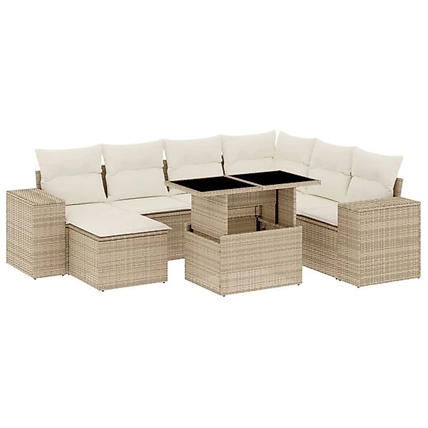 vidaXL 8-Tlg Garten-Sofagarnitur mit Kissen Beige Poly Rattan 3269328 günstig online kaufen