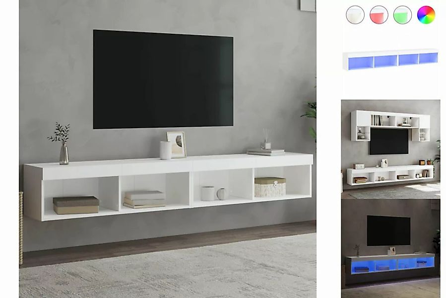 vidaXL TV-Schrank TV-Lowboard TV-Schränke mit LED-Leuchten 2 Stk Weiß 100x3 günstig online kaufen