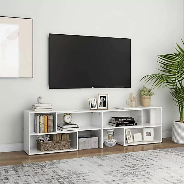 Tv-schrank Hochglanz-weiß 149x30x52 Cm Spanplatte günstig online kaufen