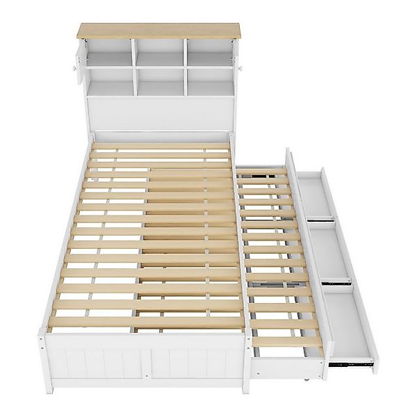 Gotagee Holzbett Flachbett mit Staufächern ausziehbares Rollbett Schubladen günstig online kaufen