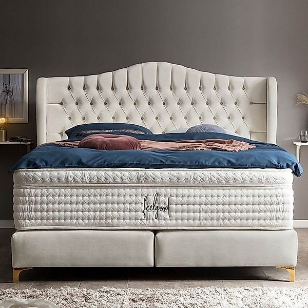 BettCo Boxspringbett Maison (in Creme Samt, günstig online kaufen