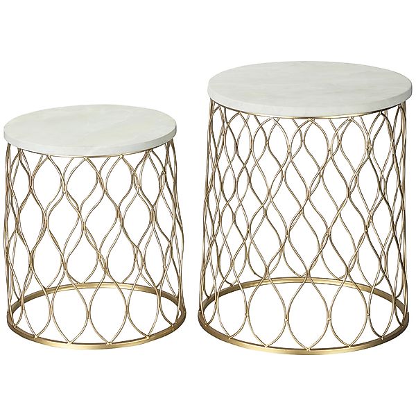 Outsunny 2er Set Gartentische Beistelltische Retro Drahtkorb Design Metallk günstig online kaufen
